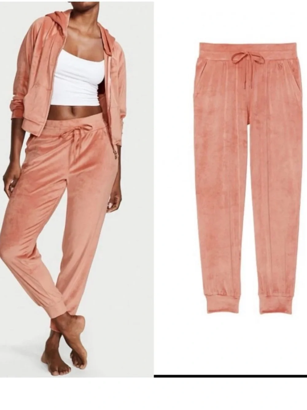 Victoria's Secret Velvet Jogger Pants in Dusty Coral Woman’s Size M | GUC/Flaw